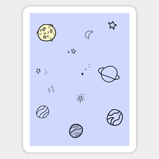 Aesthetic Cute Simple Galaxy Planets Stars Saturn Earth Moon Pack Magnet